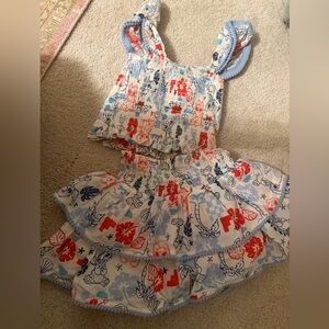 Disney Cat and Jack stitch Print Top and Skirt Set